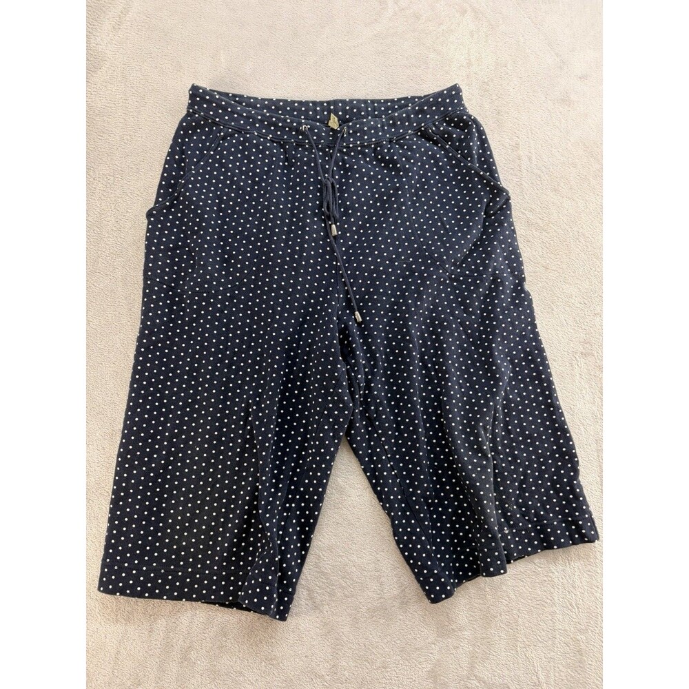 White Stag Capri Pants Women’s M White Blue Pull On Drawstring Pockets